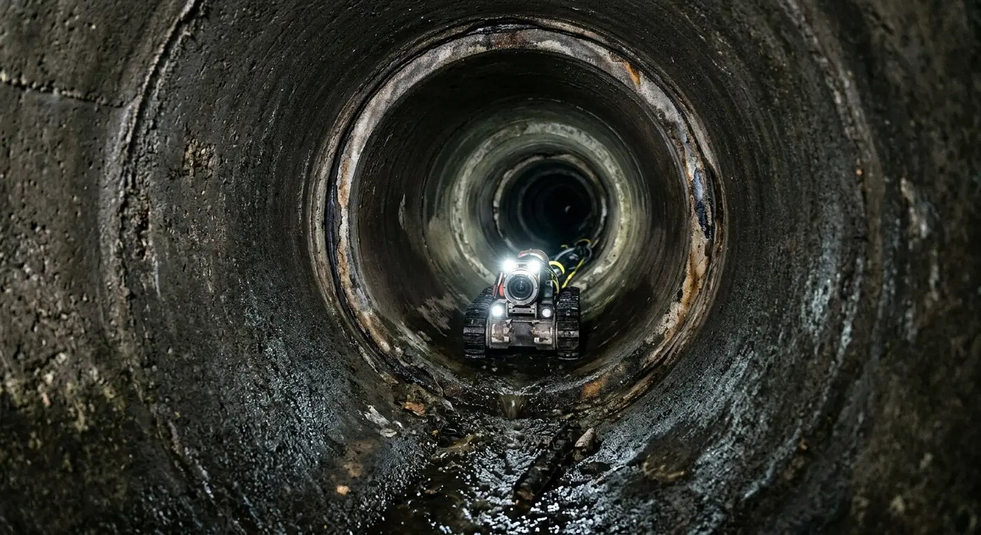 Robotic sewer camera inspecting pipe interior for Sewer Line Repair in Robinwood